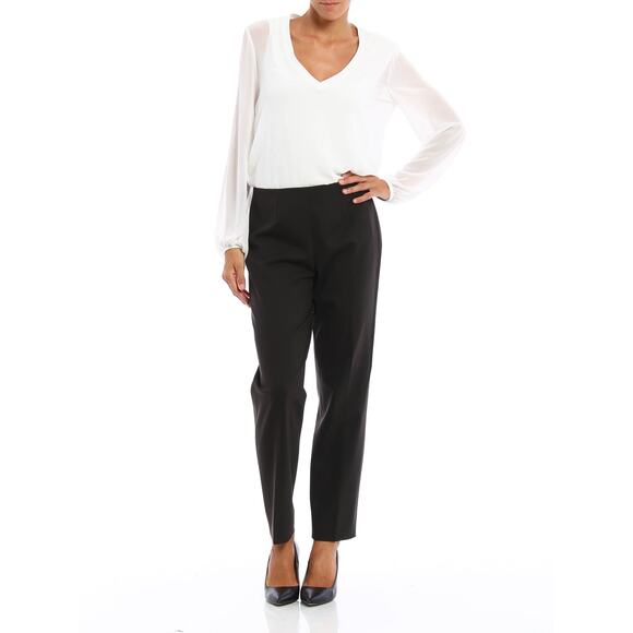 Piazza Sempione Quiet Luxury Monia Black Virgin Wool Pant IT 38 US 2 Preppy - Picture 1 of 11